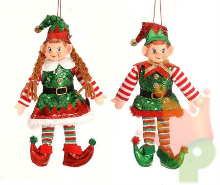 DECORAZIONE PENDENTE 25CM ELFO MASCHIO/FEMMINA