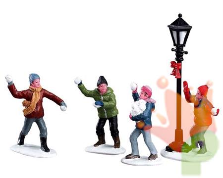 BAMBINI CHE GIOCANO CON PALLE DI NEVE 5PZ