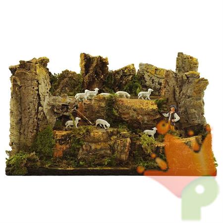 GREGGE IN MOVIMENTO 33X18X18CM CON PASTORE 6CM