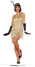 COSTUME CHARLESTON ORO ADULTA TAGLIA L 42 44
