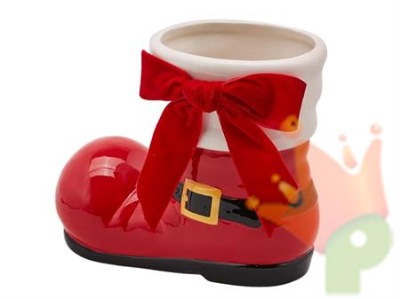 VASO IN CERAMICA SCARPONE BABBO NATALE 19X23X10 CM
