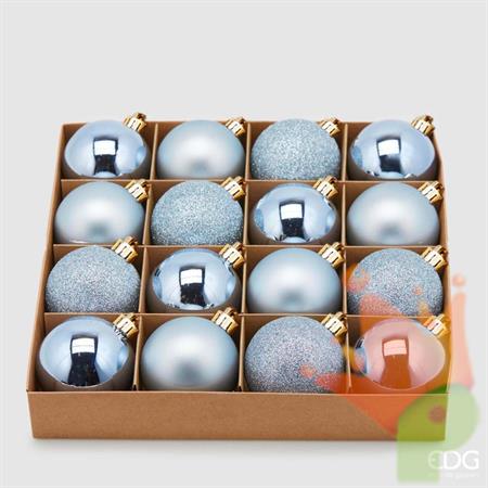 PALLINE DI NATALE CELESTE ASSORTITE 6 CM CONFEZIONE 16 PZ -EDG-