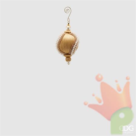 PALLINA DI NATALE TESSUTO ORO CON PERLE -EDG- ENZO DE GASPERI