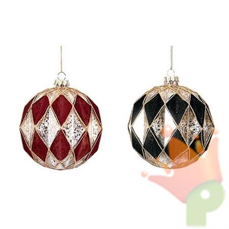 PALLINA IN VETRO 10 CM ORO VERDE/ROSSO