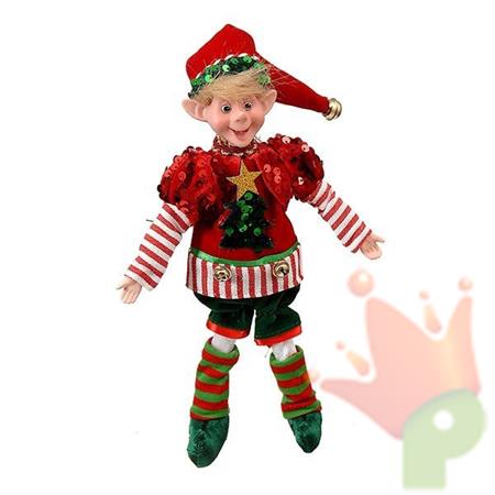 ELFO 25 CM VERDE/ROSSO/BIANCO