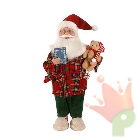 BABBO NATALE IN PIGIAMA SCOZZESE 45 CM