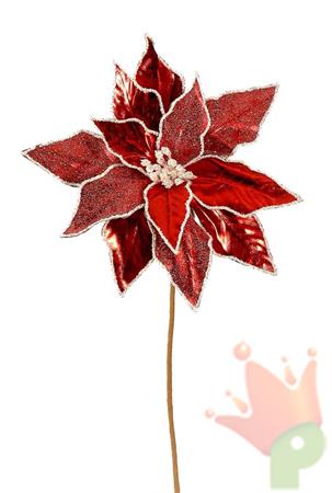 STELLA DI NATALE SU STELO 50 CM ROSSO GLITTER