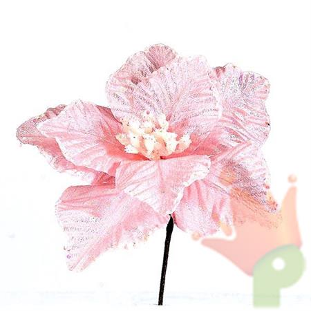 STELLA DI NATALE 27 CM ROSA GLITTER