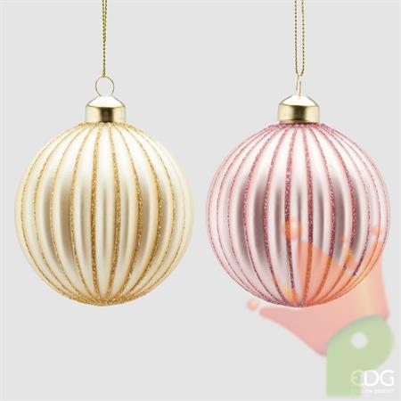 PALLINA DI NATALE VETRO 2 ASSORTTE ORO ROSA -EDG-