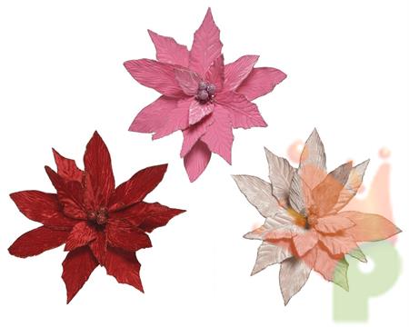 FIORE DECORATIVO IN VELLUTO CHAMAPGNE/ROSA/ROSSO 50 CM