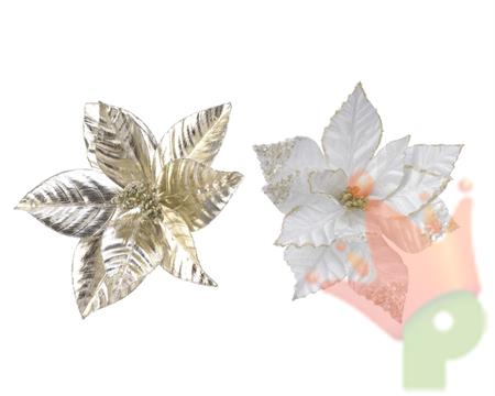 STELLA DI NATALE 27 CM ORO/BIANCO