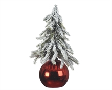 PALLINA ROSSA CON MINI ALBERO INNEVATO 16 CM