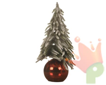 PALLINA ROSSA CON MINI ALBERO INNEVATO 20 CM