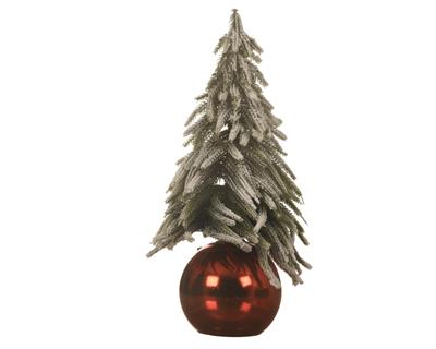 PALLINA ROSSA CON MINI ALBERO INNEVATO 20 CM