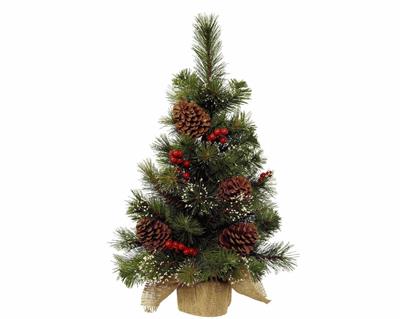 MINI ALBERO IPSWICH SNOWY CON BACCHE E PIGNE 60 CM