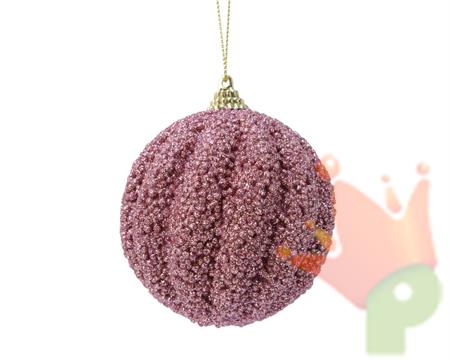 PALLINA DI NATALE IN FOAM ROSA VELVET GLITTERATA 8 CM