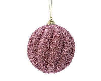 PALLINA DI NATALE IN FOAM ROSA VELVET GLITTERATA 8 CM