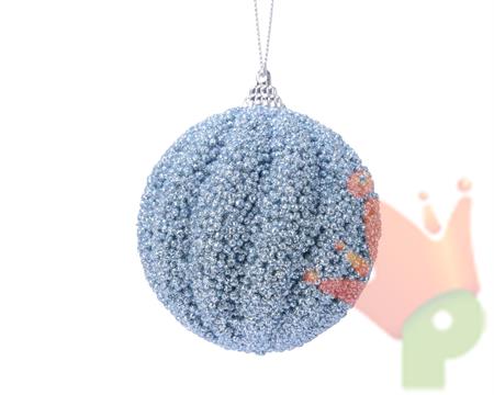 PALLINA DI NATALE AZZURRA GLITTERATA 8 CM