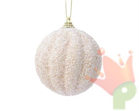 PALLINA DI NATALE CHAMPAGNE GLITTERATA 8 CM