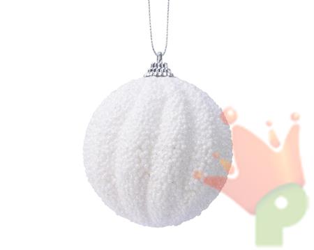 PALLINA DI NATALE IN FOAM BIANCO GLITTER 8 CM