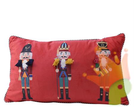 CUSCINO 50 CM ROSSO CON DECORO SCHIACCIANOCI