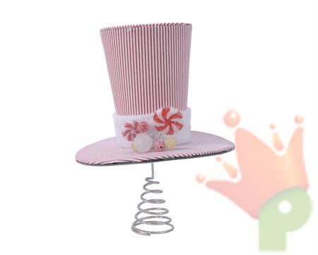 PUNTALE 25 CM CAPPELLO CON CARAMELLE ROSA
