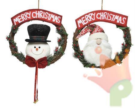 GHIRLANDA 36 CM MERRY CHRISTMAS PUPAZZO/BABBO