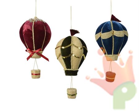 DECORAZIONI PENDENTI MONGOLFIERA 23 CM ROSSO/VERDE/BLU