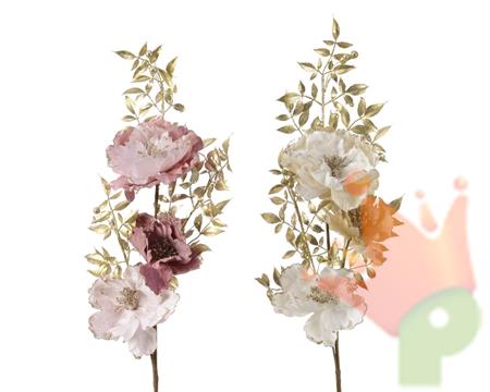 RAMO 85 CM CON FIORI CHAMPAGNE/ROSA