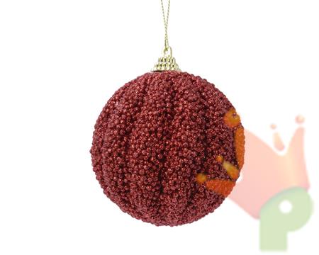 PALLINA DI NATALE ROSSA GLITTERATA 8 CM