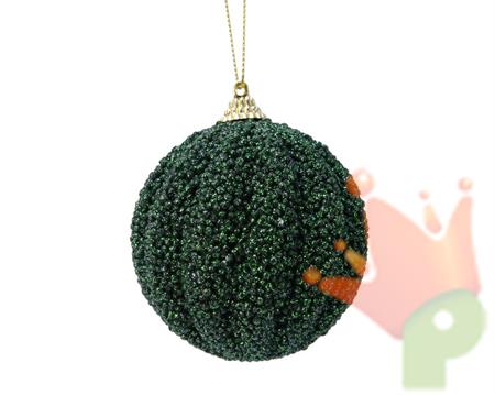 PALLINA DI NATALE IN SCHIUMA GLITTERATA VERDE SCURO 8 CM