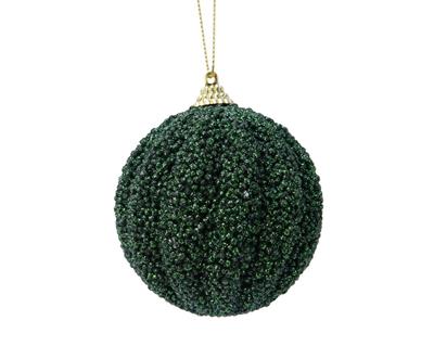 PALLINA DI NATALE IN SCHIUMA GLITTERATA VERDE SCURO 8 CM