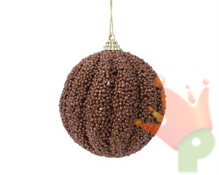PALLINA DI NATALE MARRONE GLITTERATA 8 CM