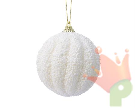 PALLINA DI NATALE IN FOAM AVORIO GLITTERATA 8 CM