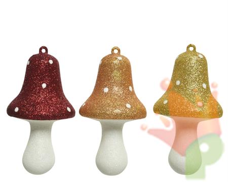 FUNGO DA APPENDERE 11,4 CM ORO/RAME/ROSSO GLITTER