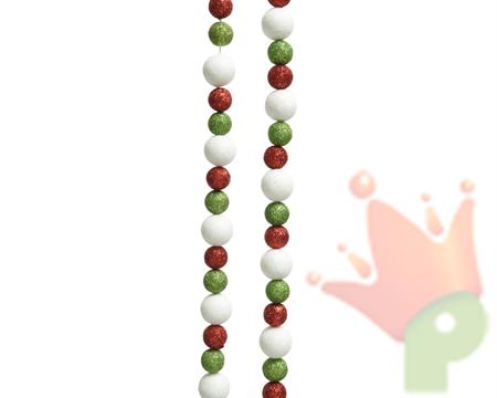 GHIRLANDA 240 CM PALLINE IN SCHIUMA VERDE/BIANCO/ROSSO