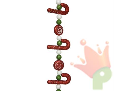 GHIRLANDA 136 CM CON PALLINE E CANDY CANE