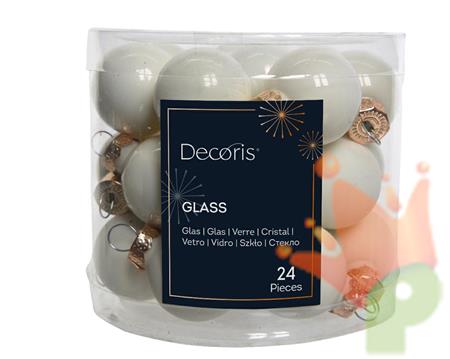 PALLINE DI NATALE BIANCO LANA 2,5 CM CONFEZIONE 24 PZ