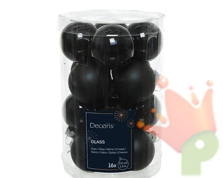 PALLINE DI NATALE NERE 3,5 CM CONFEZIONE 16 PZ