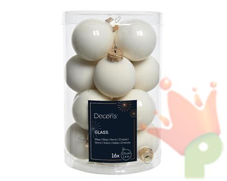 PALLINE DI NATALE IN VETRO BIANCO LANA 3,5CM 16PZ
