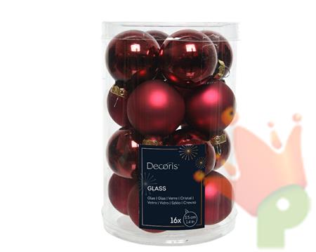 PALLINE DI NATALE IN VETRO BORDEAUX 3,5CM 16PZ