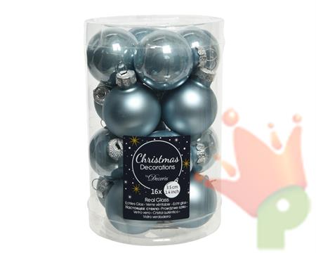 PALLINE DI NATALE CELESTI 3,5 CM CONFEZIONE 16 PZ