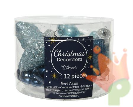 PALLINE DI NATALE BLU FIGURE MISTE 12 PZ