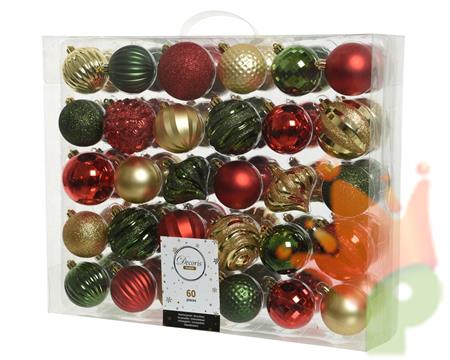 PALLINE DI NATALE ASSORTITE 7 CM ORO/ROSSO/VERDE 60 PZ