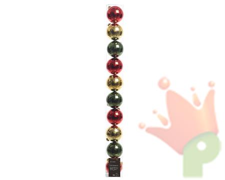 PALLINE DI NATALE ROSSO-ORO-VERDE 6 CM CONFEZIONE 10 PZ