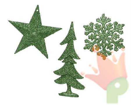 PENDENTI DI PLASTICA 10,5CM VERDE GLITTER