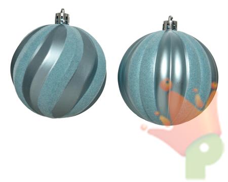 PALLINA DI NATALE CELESTE DECORI VELLUTATI 8 CM