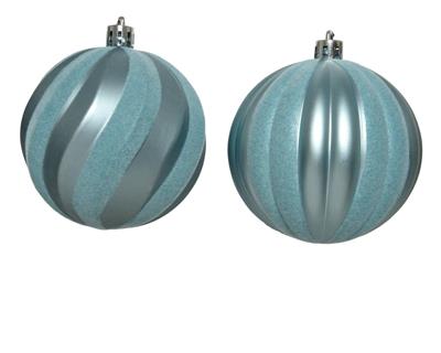 PALLINA DI NATALE CELESTE DECORI VELLUTATI 8 CM