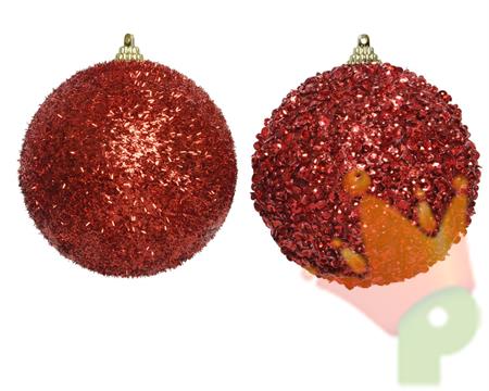 PALLINA DI NATALE ROSSA GLITTERATA 2 ASSORTITE 12 CM