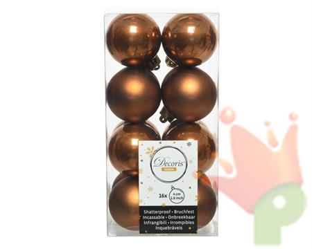 PALLINE DI NATALE CANNELLA 4 CM CONFEZIONE 16 PZ
